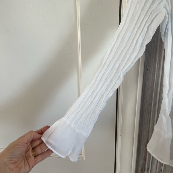 STYLE & CO white collarless vneck ruffle flare sleeve | 12P COQUETTE ROMANTIC - Picture 2 of 12